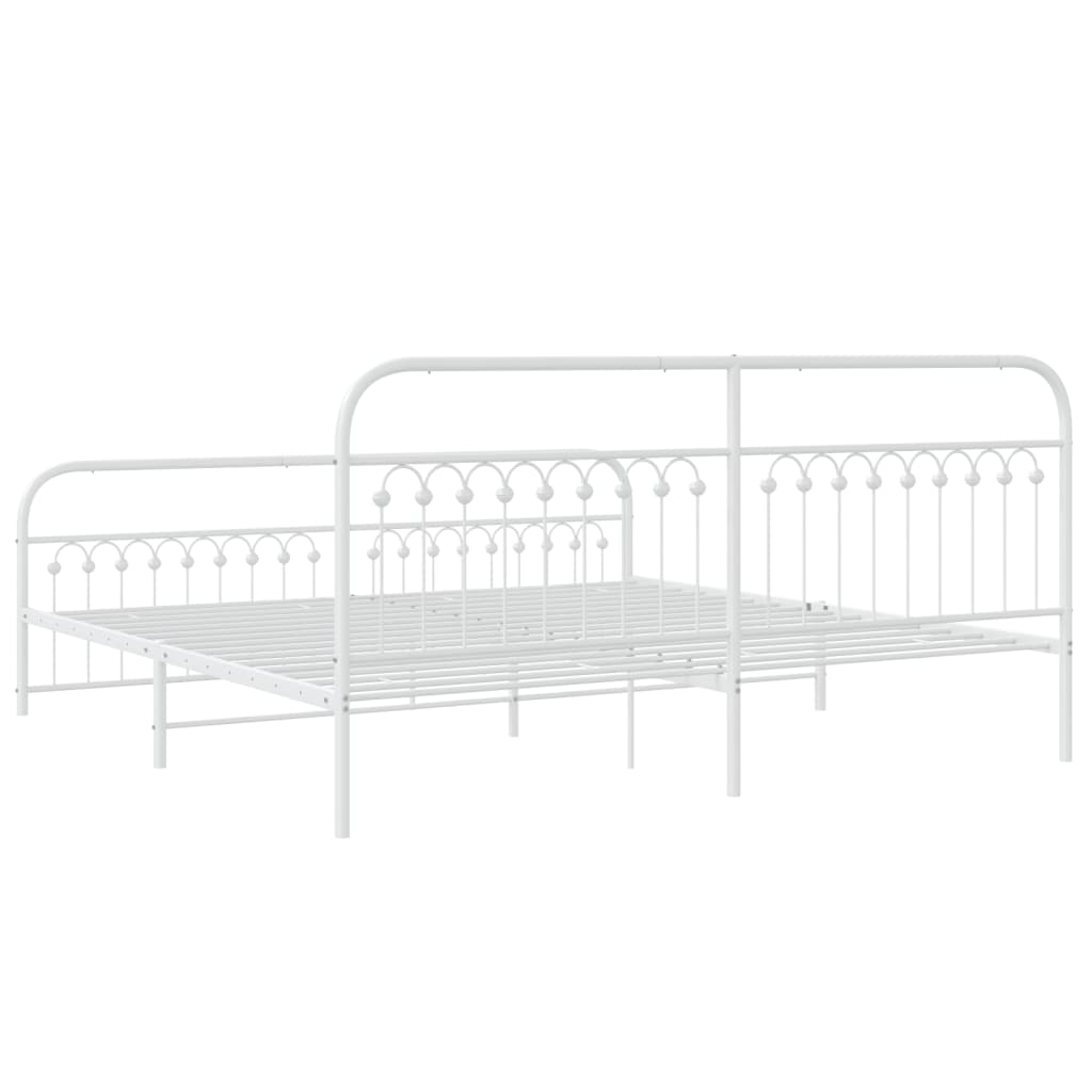 sengeramme med sengegavl og fodgærde 193x203 cm metal hvid