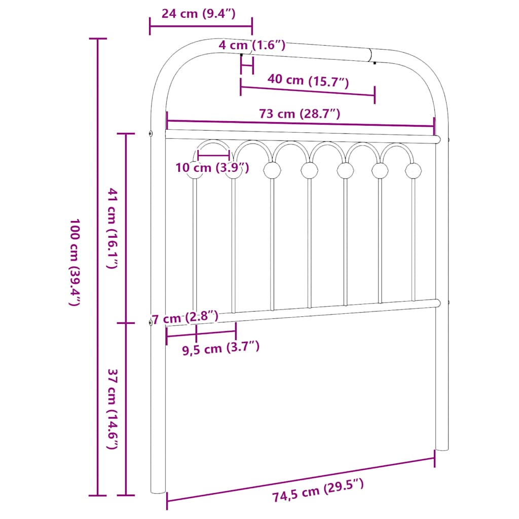 udskiftningsgavl 75 cm metal hvid