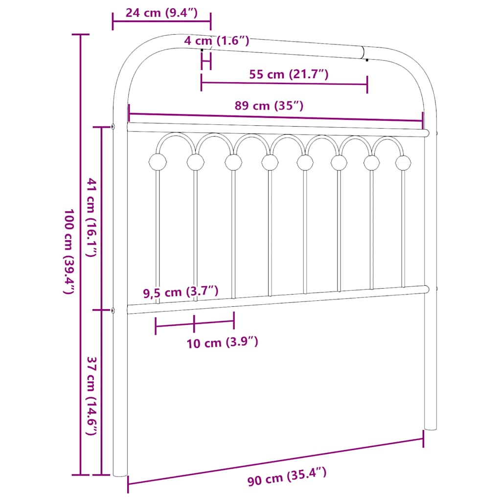 udskiftningsgavl 90 cm metal hvid