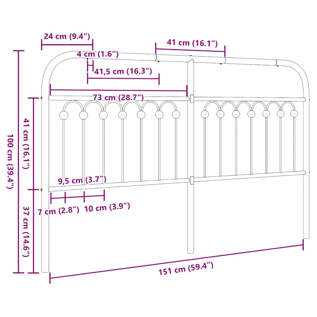 udskiftningsgavl 150 cm metal hvid