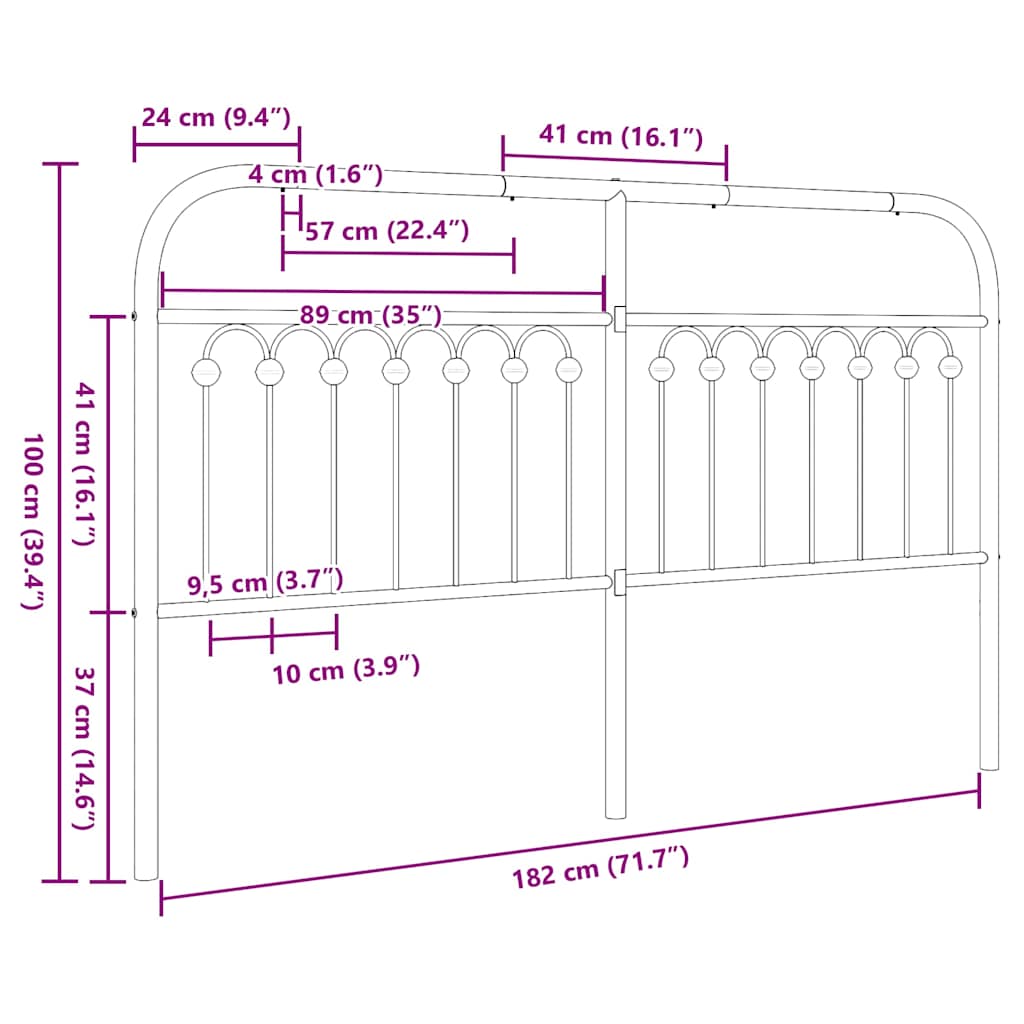 udskiftningsgavl 180 cm metal hvid