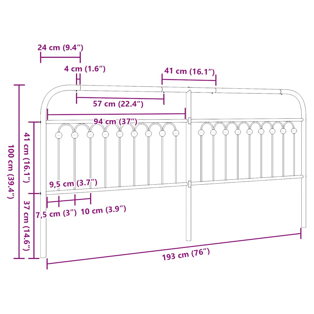 udskiftningsgavl 193 cm metal hvid