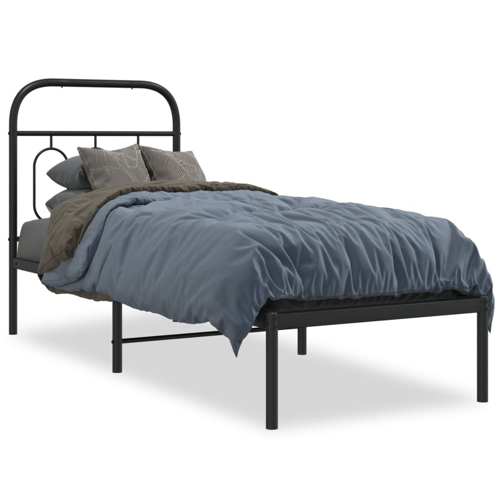 sengeramme med sengegavl 75x190 cm metal sort
