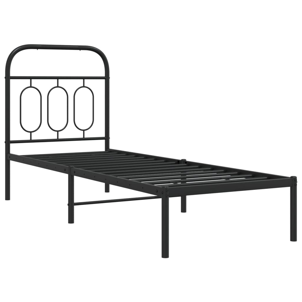 sengeramme med sengegavl 75x190 cm metal sort