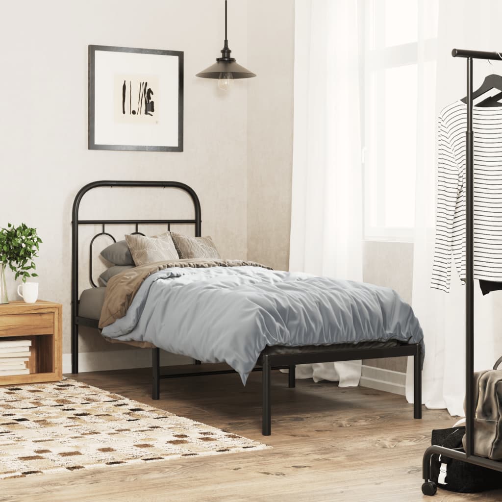 sengeramme med sengegavl 75x190 cm metal sort