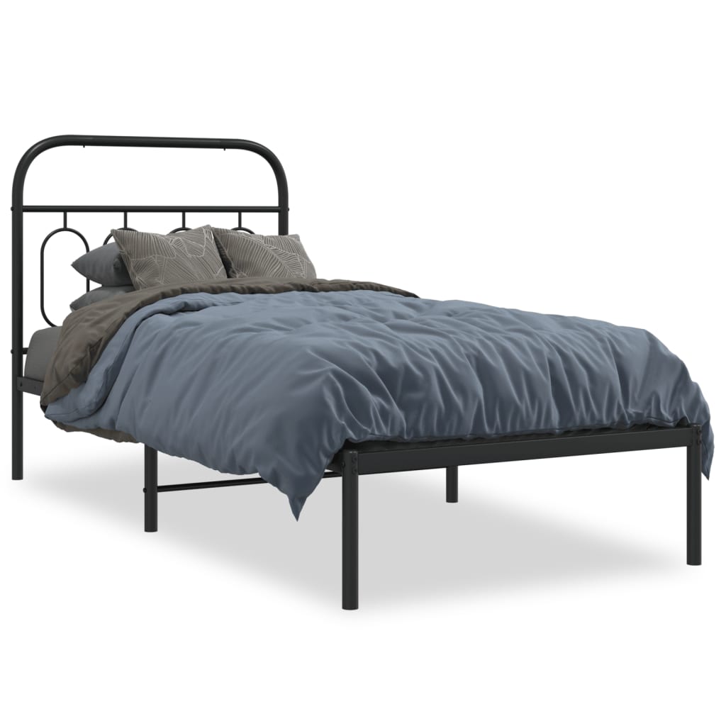 sengeramme med sengegavl 90x190 cm metal sort