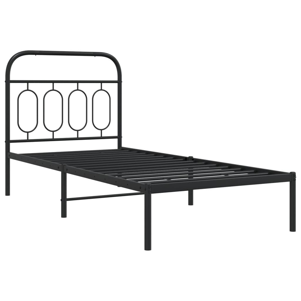 sengeramme med sengegavl 90x190 cm metal sort