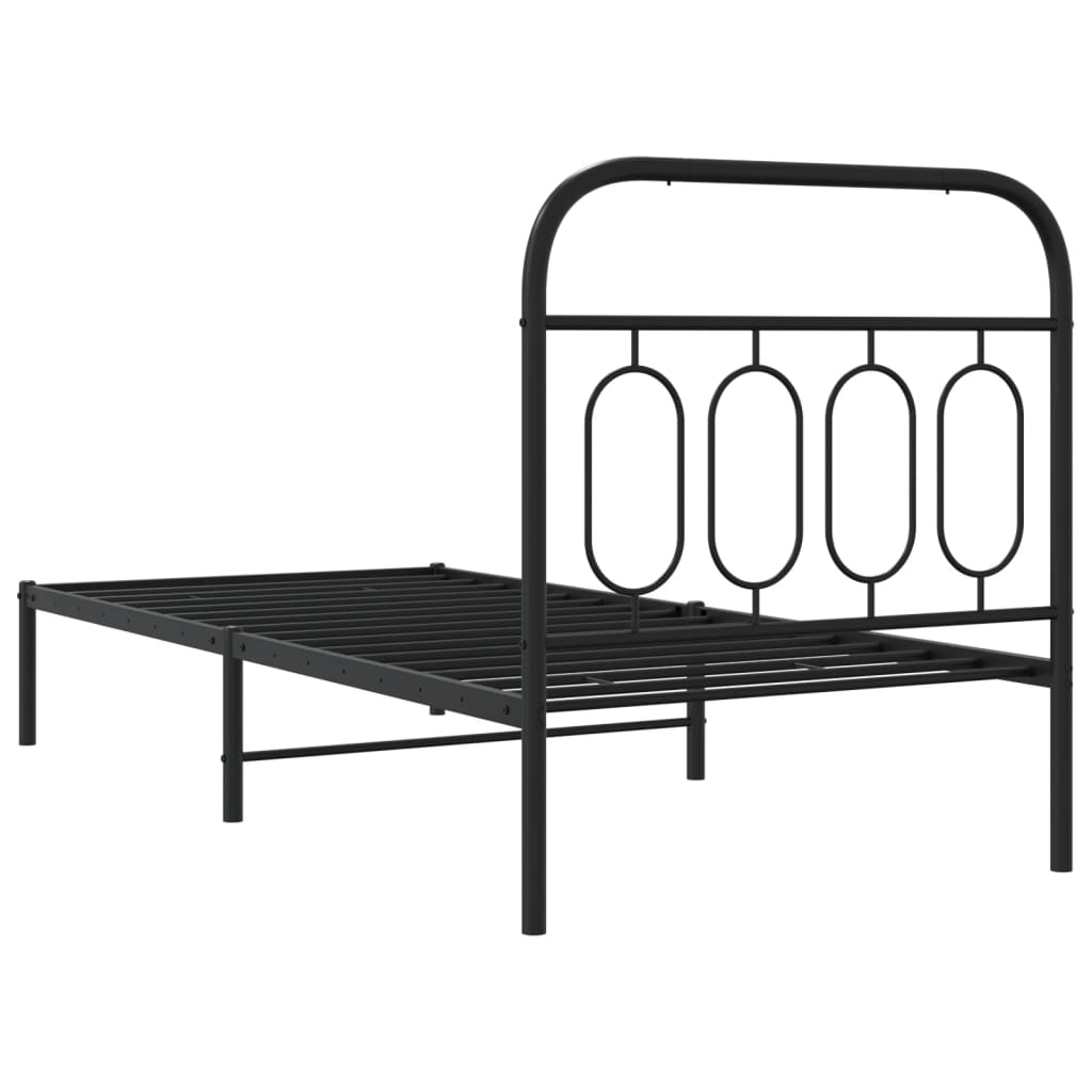 sengeramme med sengegavl 90x190 cm metal sort