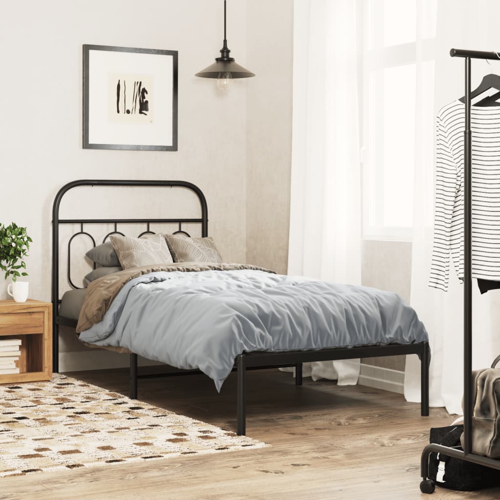 sengeramme med sengegavl 90x190 cm metal sort