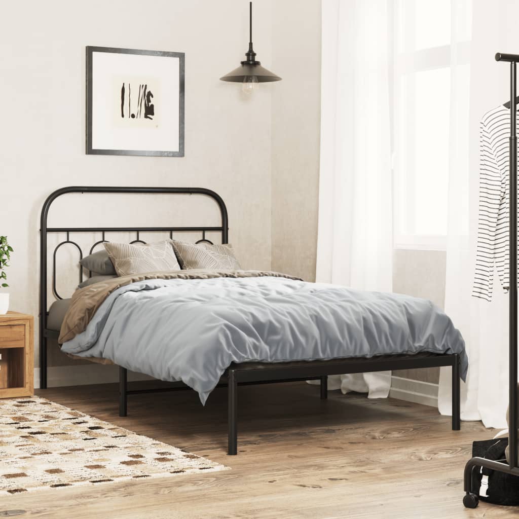 sengeramme med sengegavl 100x190 cm metal sort