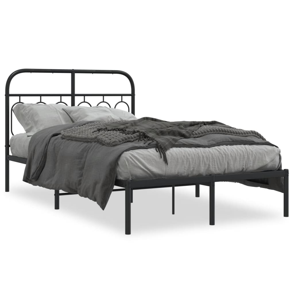 sengeramme med sengegavl 120x190 cm metal sort
