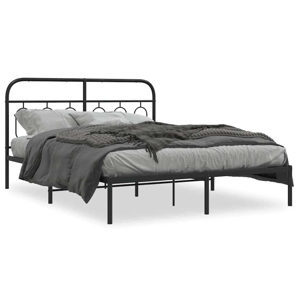 sengeramme med sengegavl 135x190 cm metal sort