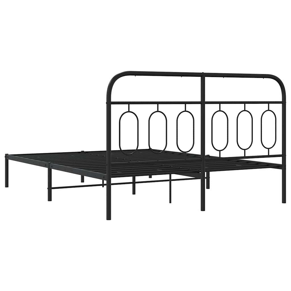 sengeramme med sengegavl 135x190 cm metal sort