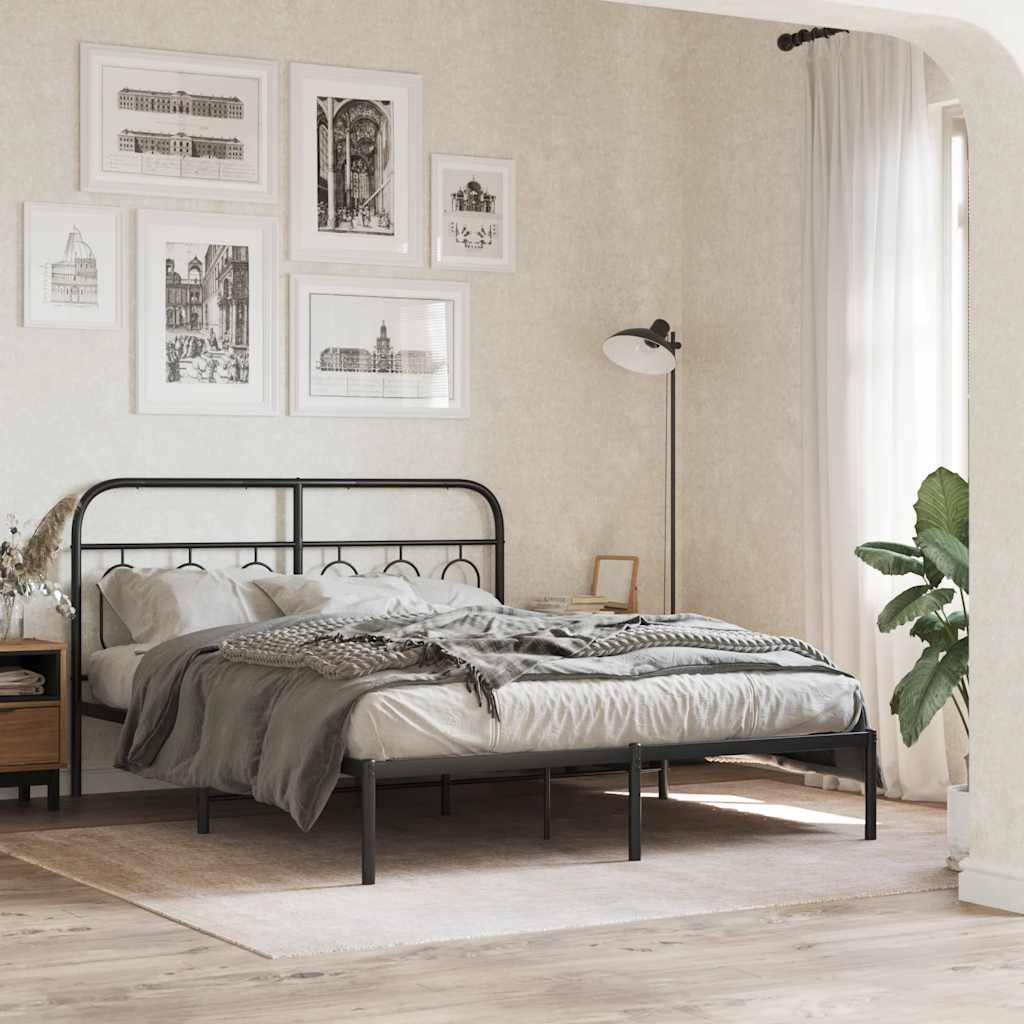 sengeramme med sengegavl 135x190 cm metal sort