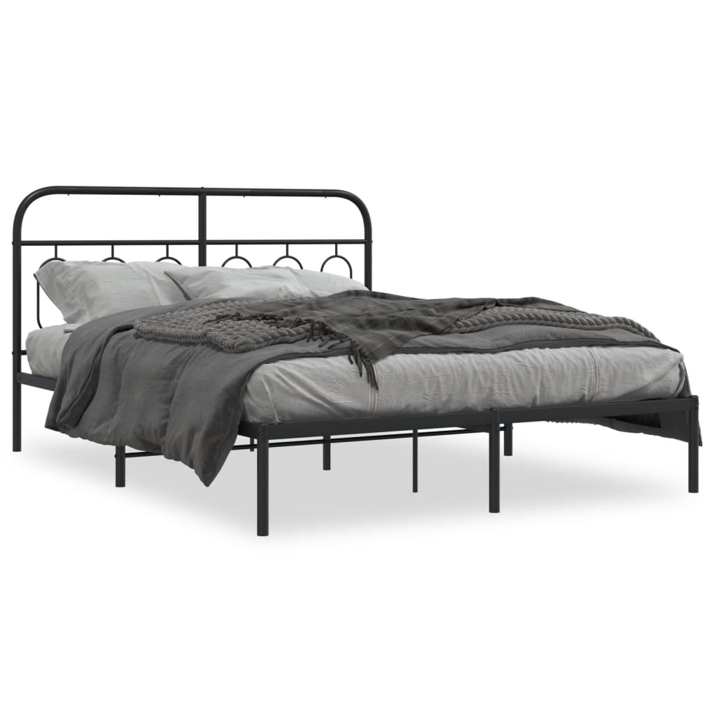 sengeramme med sengegavl 140x190 cm metal sort