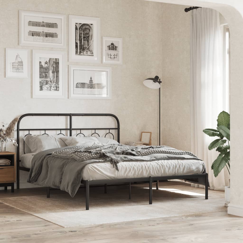 sengeramme med sengegavl 140x190 cm metal sort