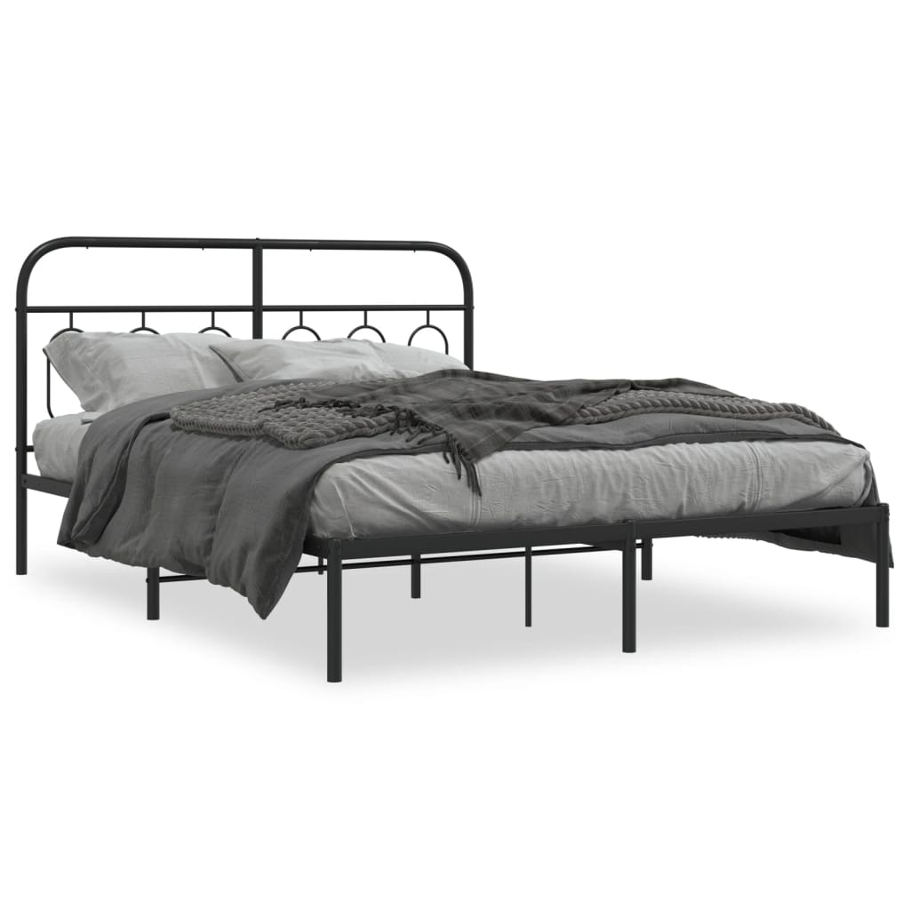 sengeramme med sengegavl 140x200 cm metal sort