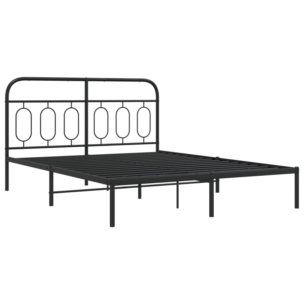sengeramme med sengegavl 140x200 cm metal sort