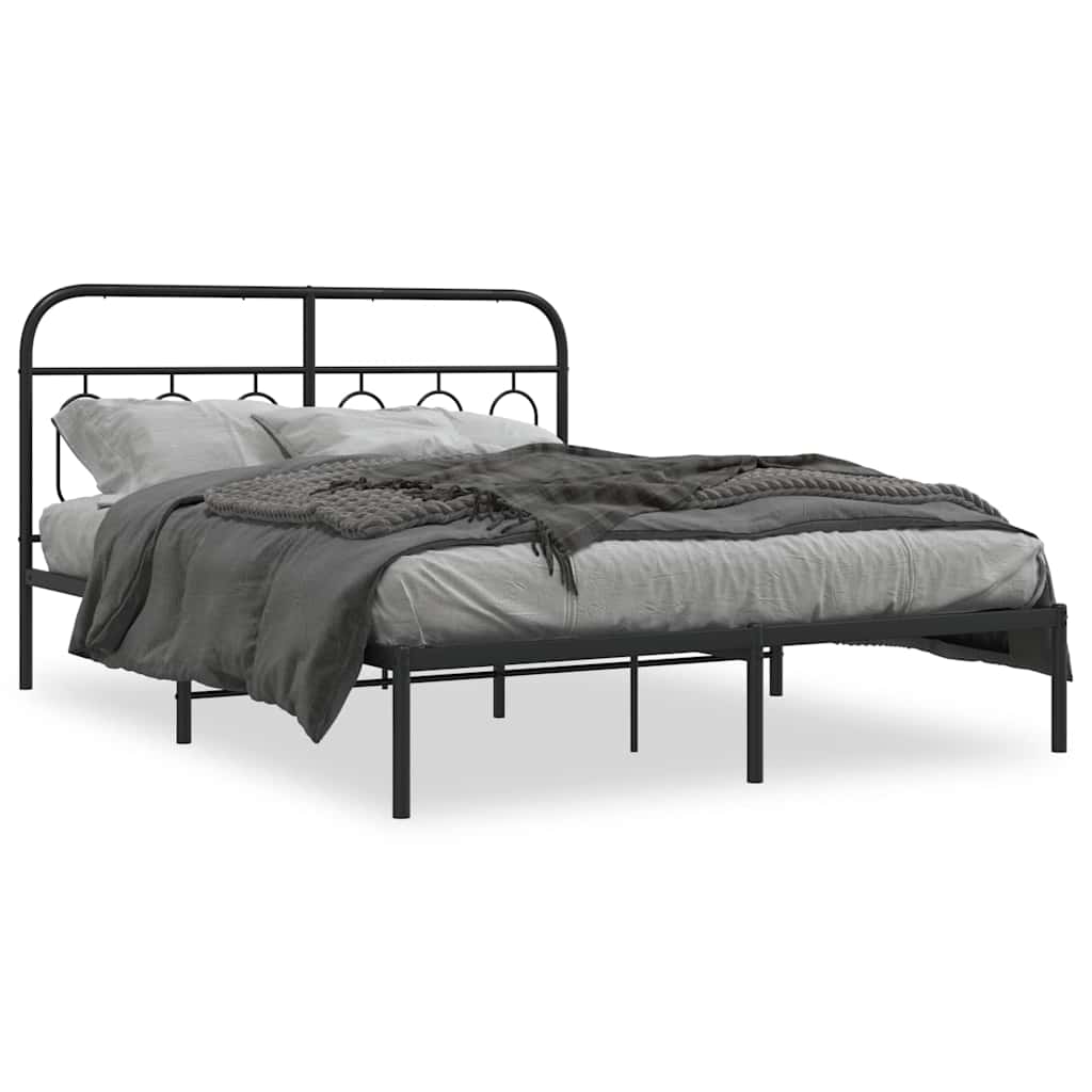 sengeramme med sengegavl 150x200 cm metal sort