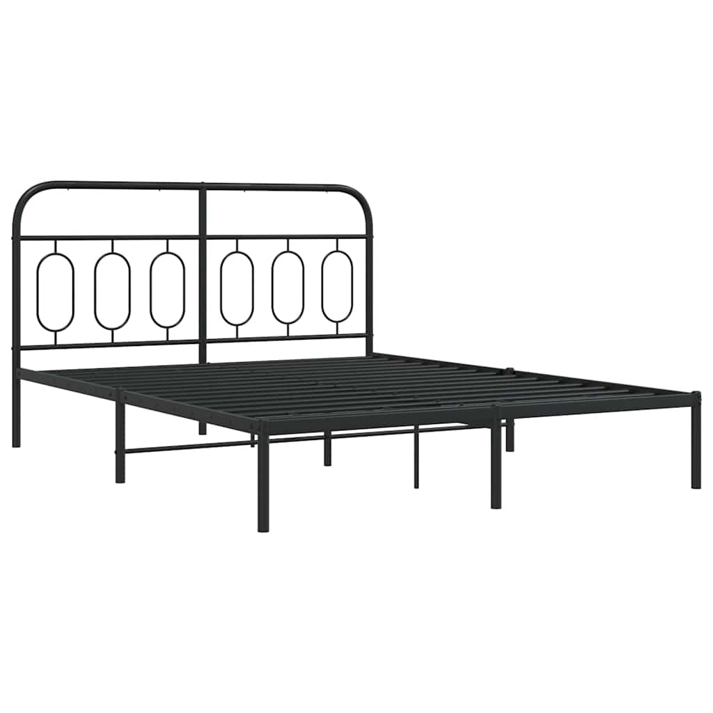 sengeramme med sengegavl 150x200 cm metal sort