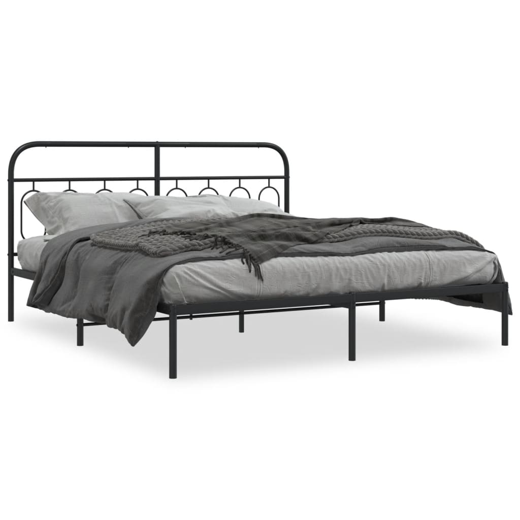 sengeramme med sengegavl 183x213 cm metal sort