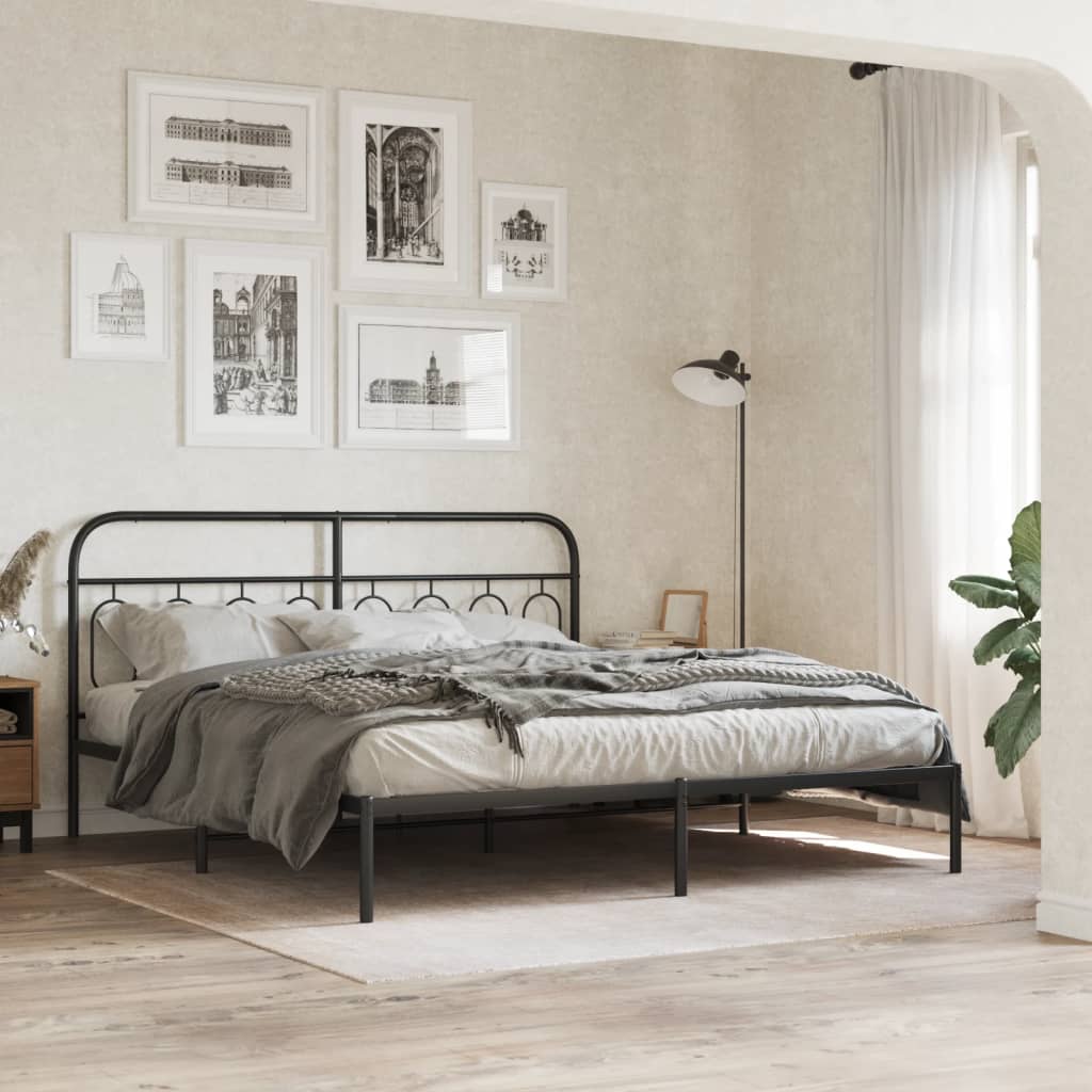 sengeramme med sengegavl 183x213 cm metal sort