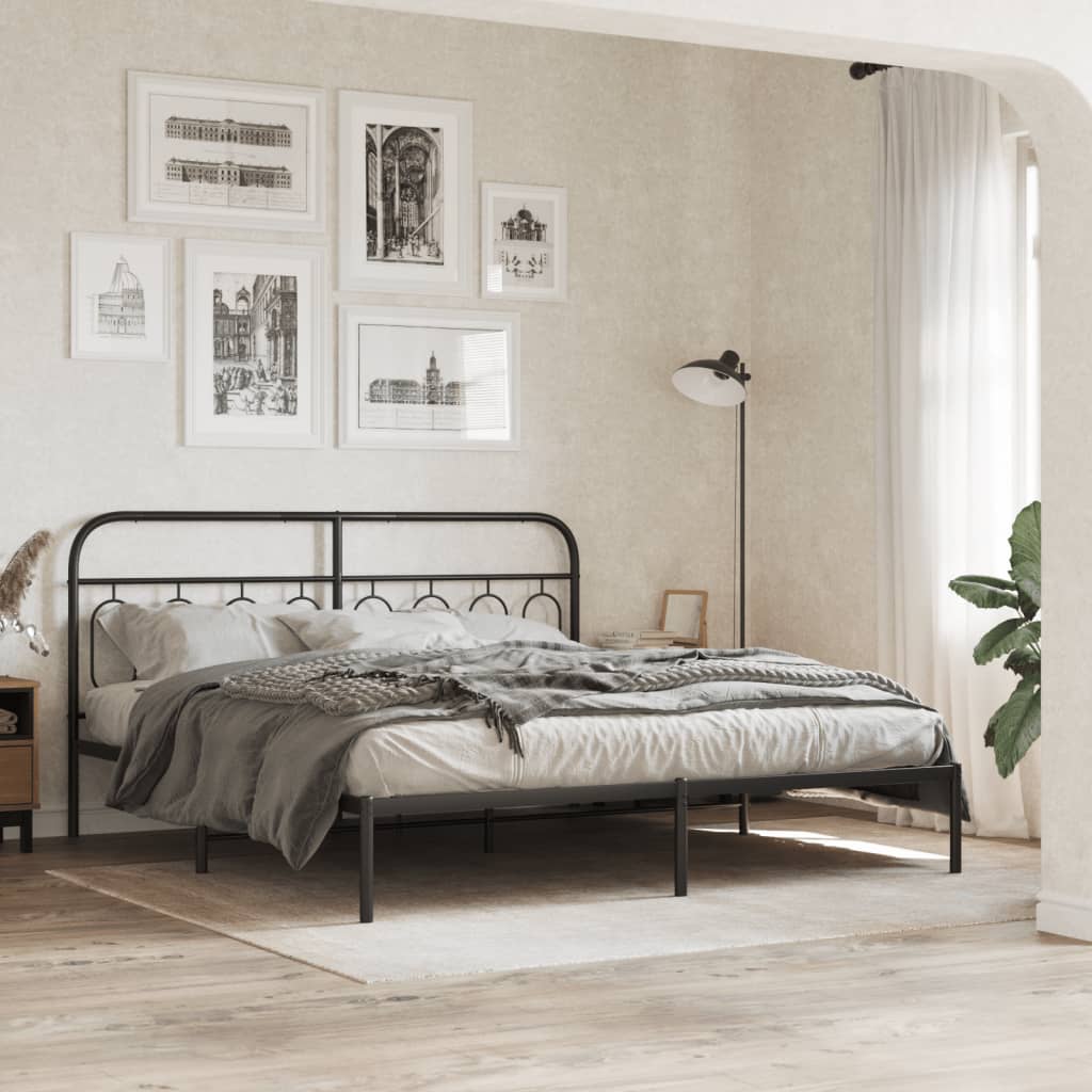 sengeramme med sengegavl 193x203 cm metal sort