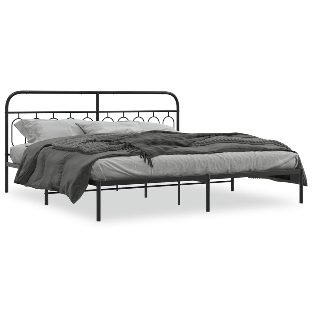 sengeramme med sengegavl 200x200 cm metal sort