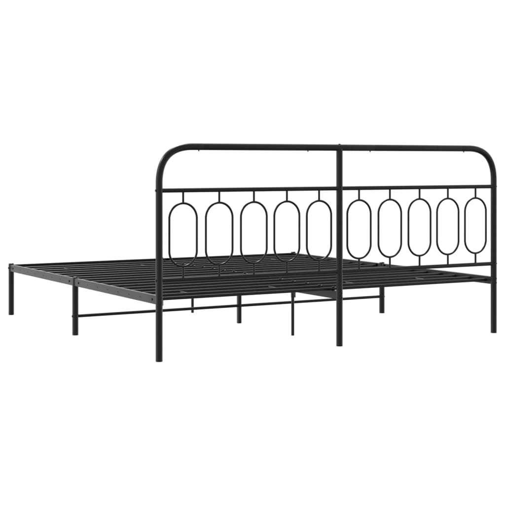 sengeramme med sengegavl 200x200 cm metal sort
