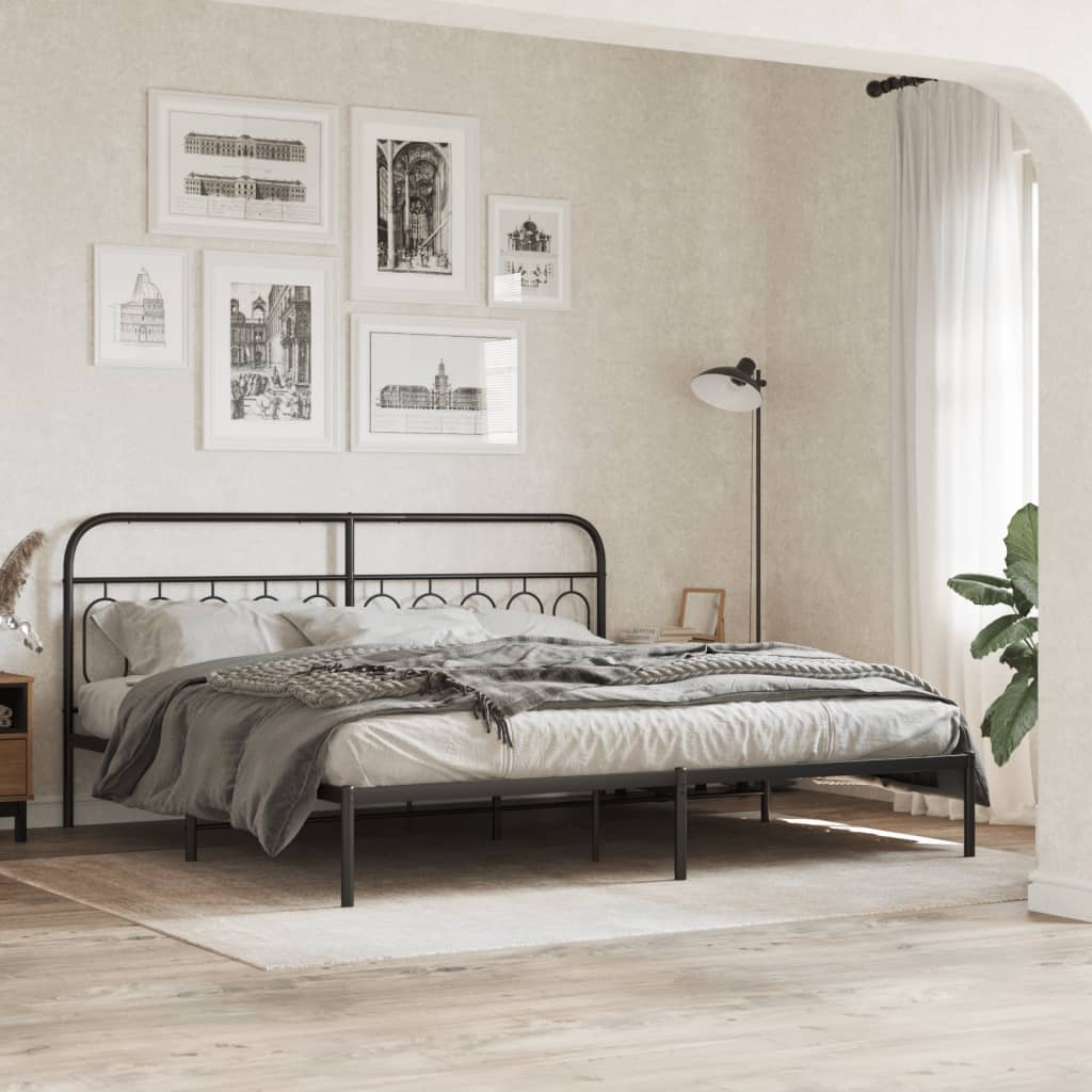 sengeramme med sengegavl 200x200 cm metal sort