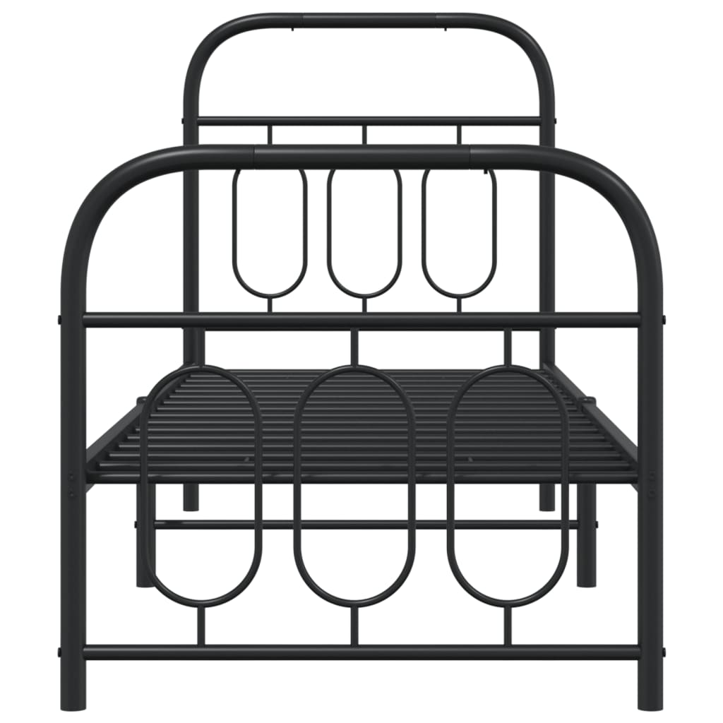 sengeramme med sengegavl og fodgærde 75x190 cm metal sort