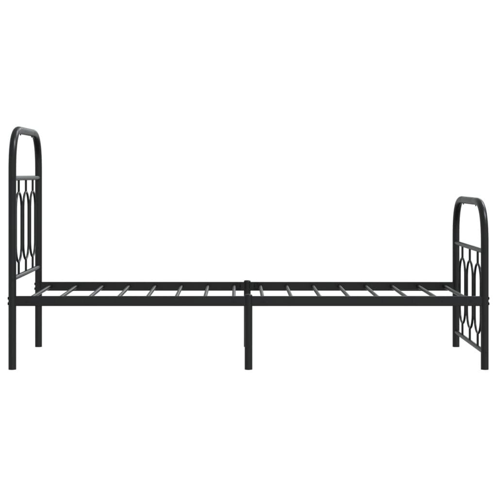 sengeramme med sengegavl og fodgærde 75x190 cm metal sort