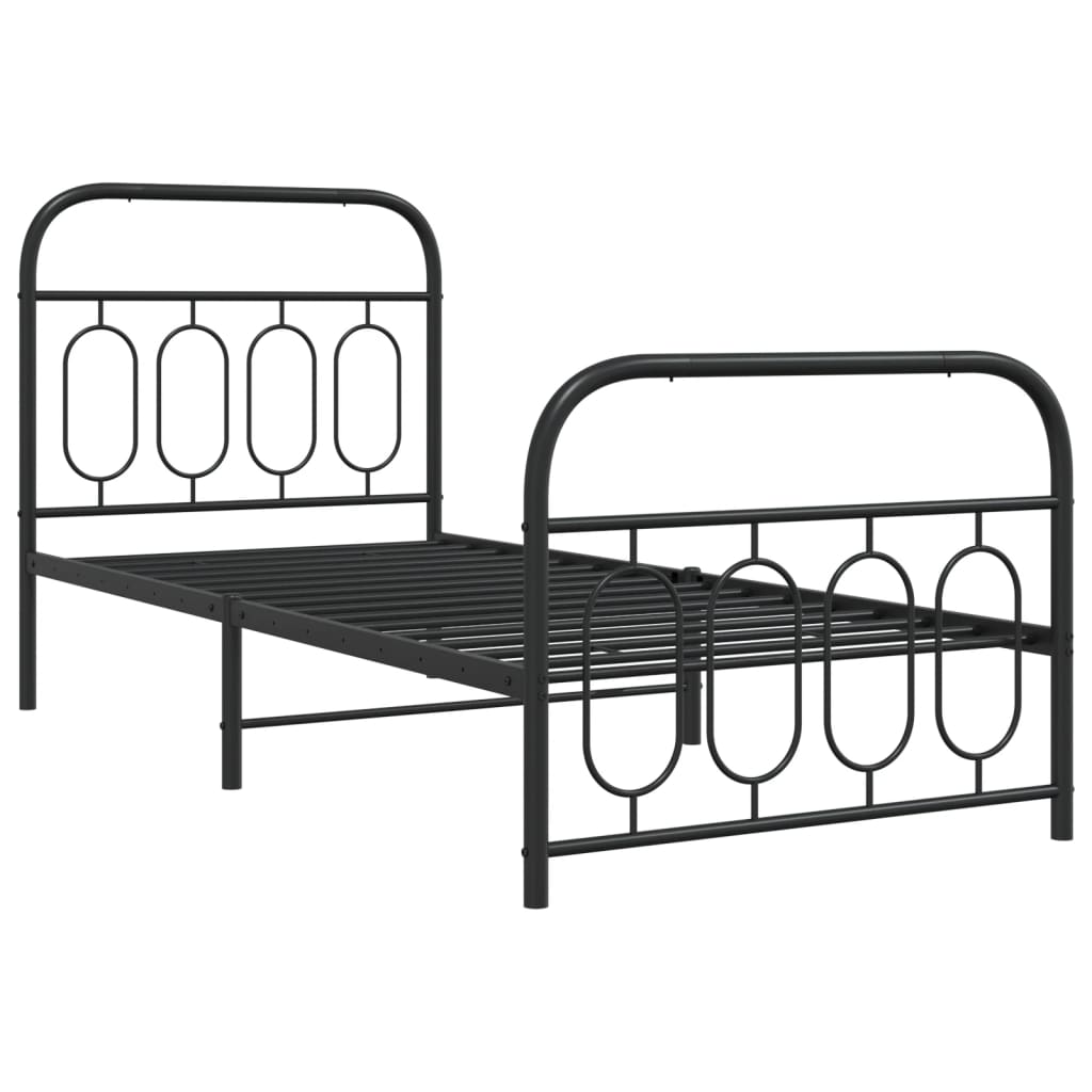 sengeramme med sengegavl og fodgærde 80x200 cm metal sort