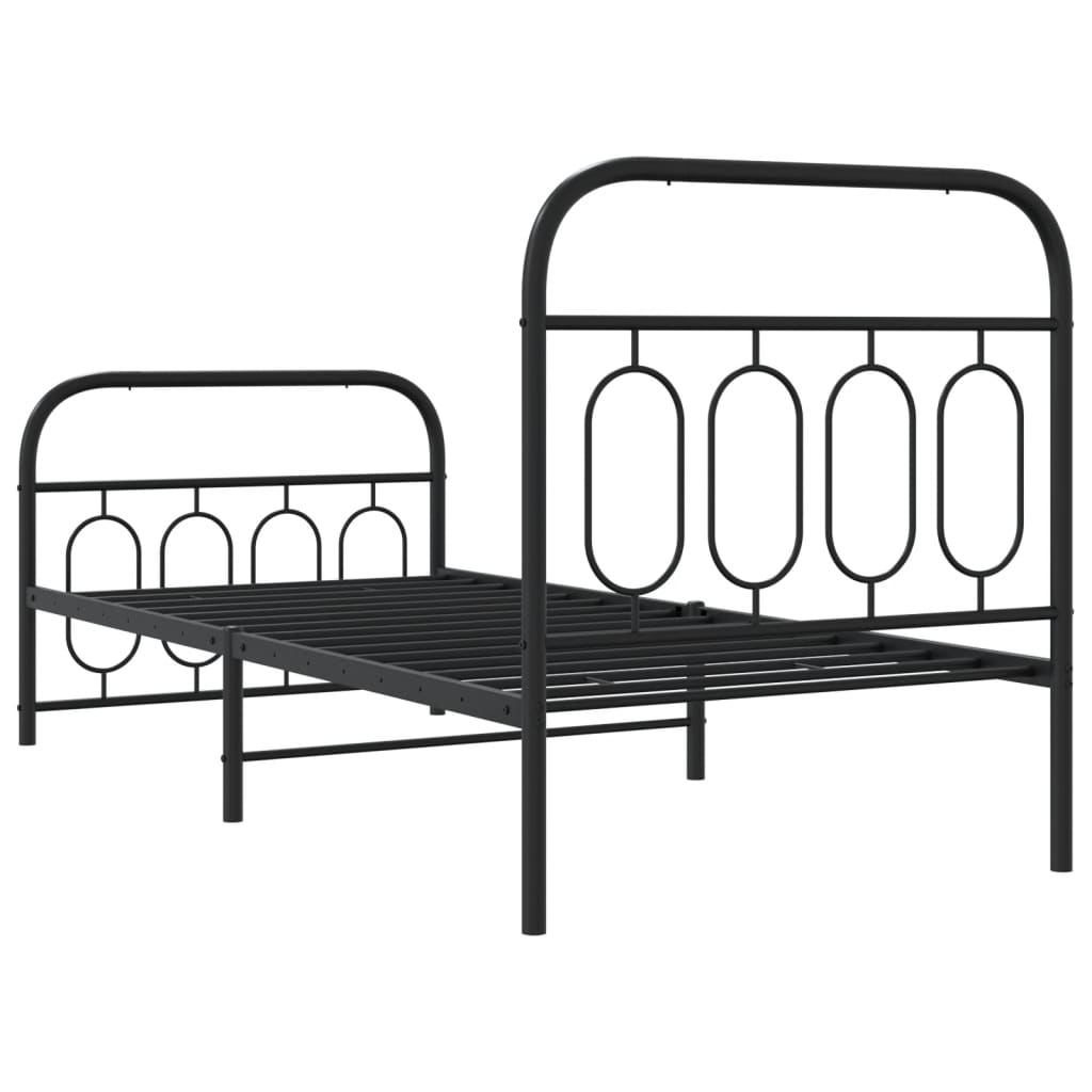 sengeramme med sengegavl og fodgærde 80x200 cm metal sort