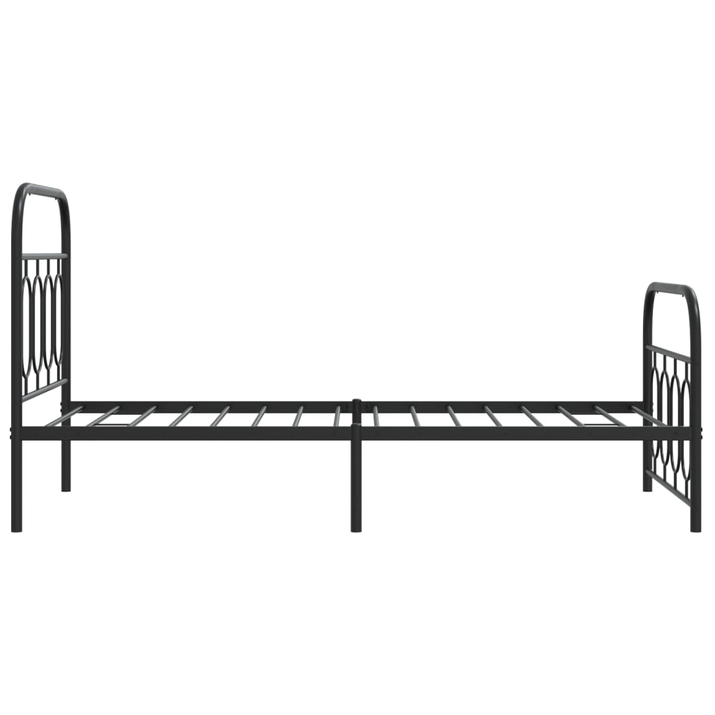 sengeramme med sengegavl og fodgærde 90x200 cm metal sort