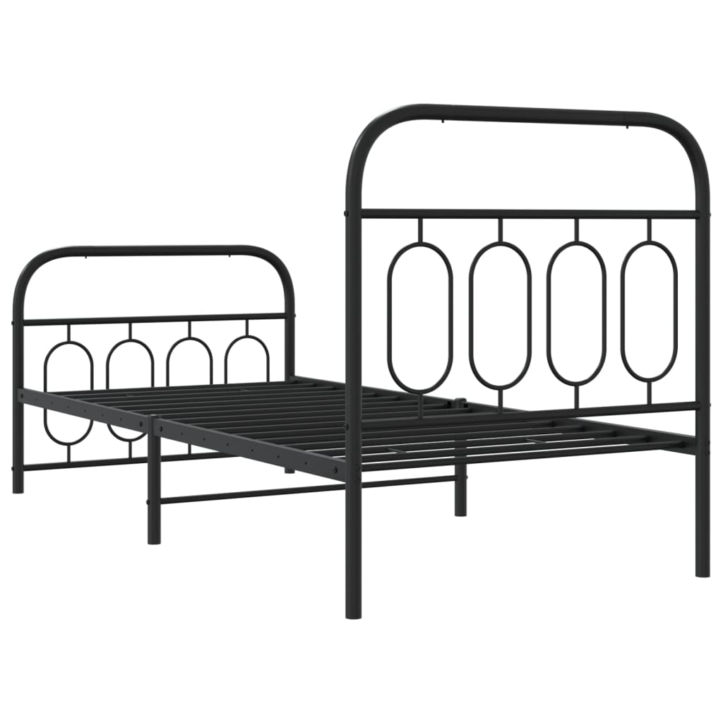 sengeramme med sengegavl og fodgærde 90x200 cm metal sort