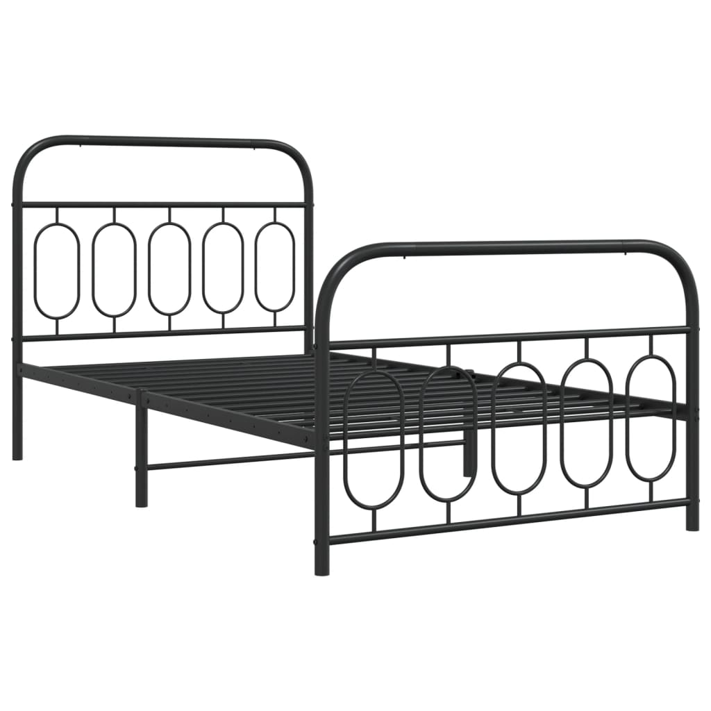sengeramme med sengegavl og fodgærde 107x203 cm metal sort