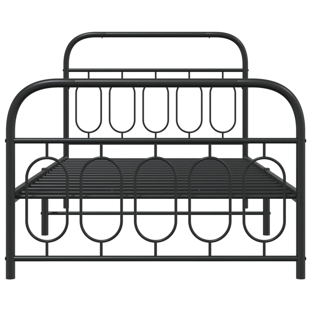 sengeramme med sengegavl og fodgærde 107x203 cm metal sort