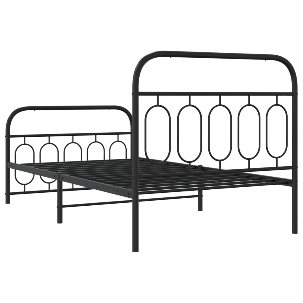 sengeramme med sengegavl og fodgærde 107x203 cm metal sort