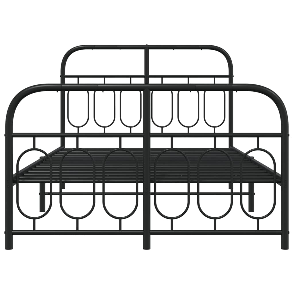 sengeramme med sengegavl og fodgærde 120x190 cm metal sort