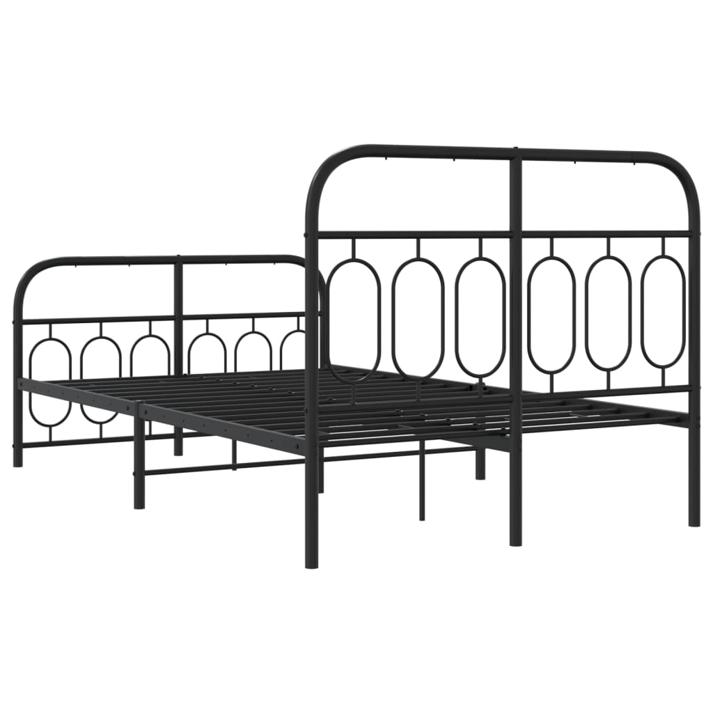 sengeramme med sengegavl og fodgærde 120x190 cm metal sort