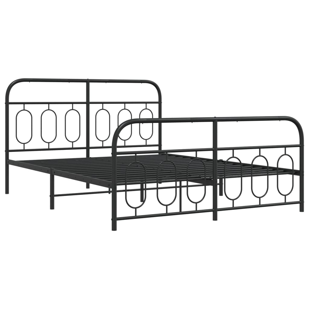 sengeramme med sengegavl og fodgærde 135x190 cm metal sort