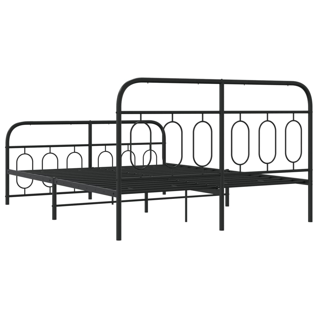 sengeramme med sengegavl og fodgærde 135x190 cm metal sort