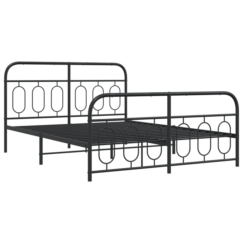 sengeramme med sengegavl og fodgærde 140x190 cm metal sort