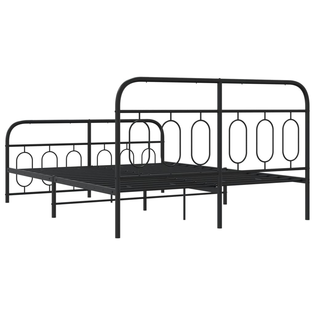 sengeramme med sengegavl og fodgærde 140x190 cm metal sort