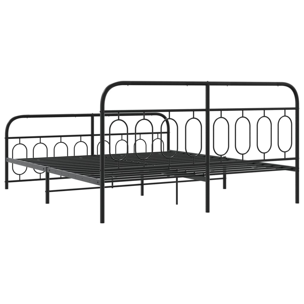 sengeramme med sengegavl og fodgærde 183x213 cm metal sort