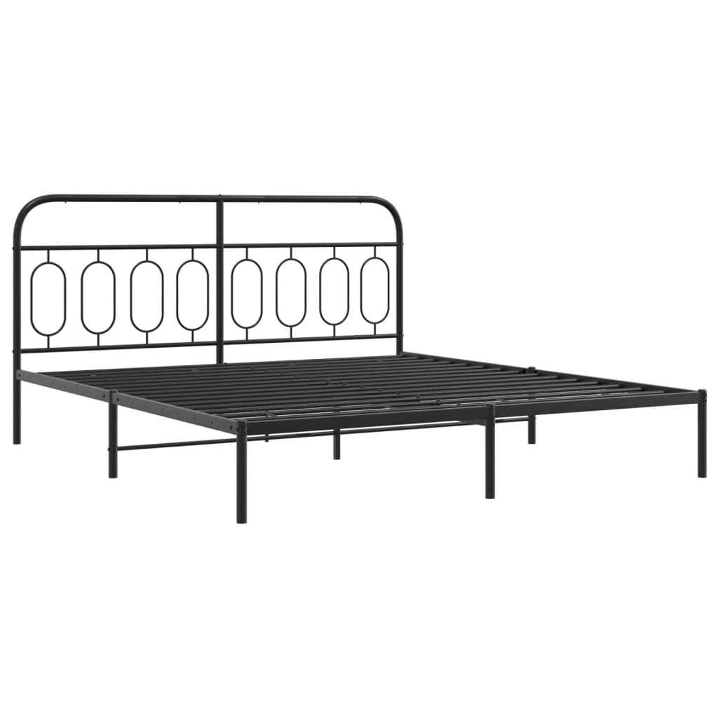 sengeramme med sengegavl og fodgærde 193x203 cm metal sort