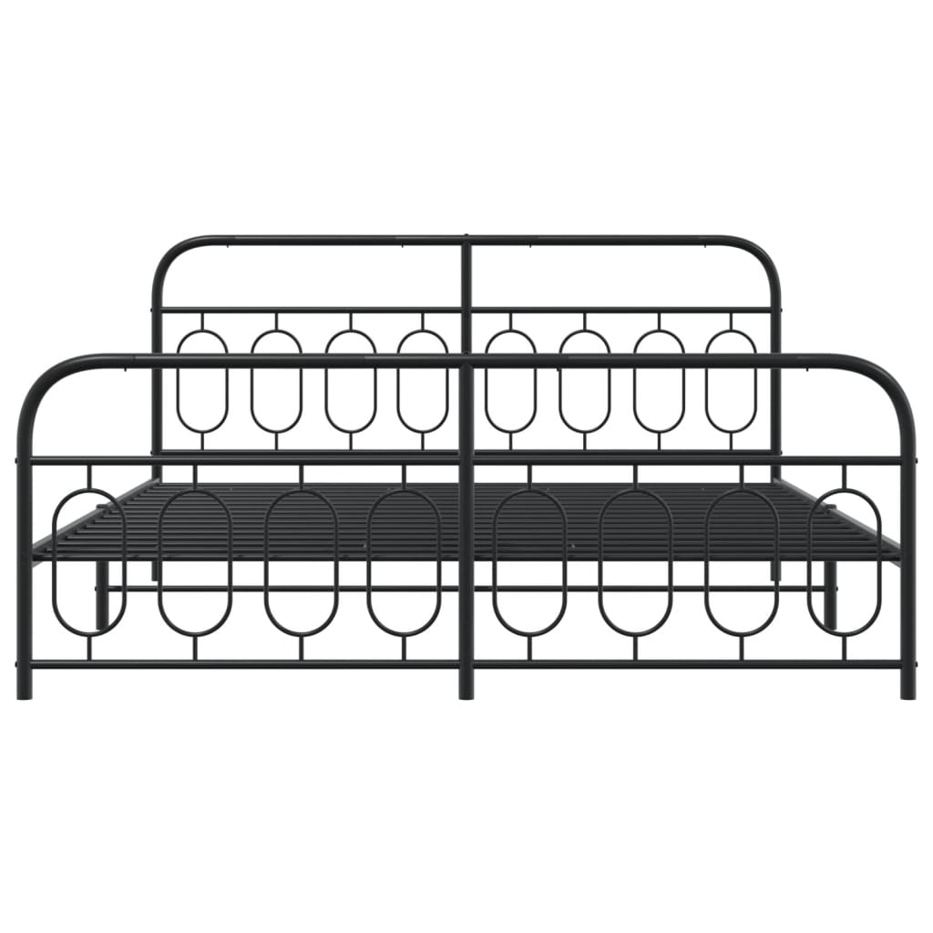 sengeramme med sengegavl og fodgærde 193x203 cm metal sort