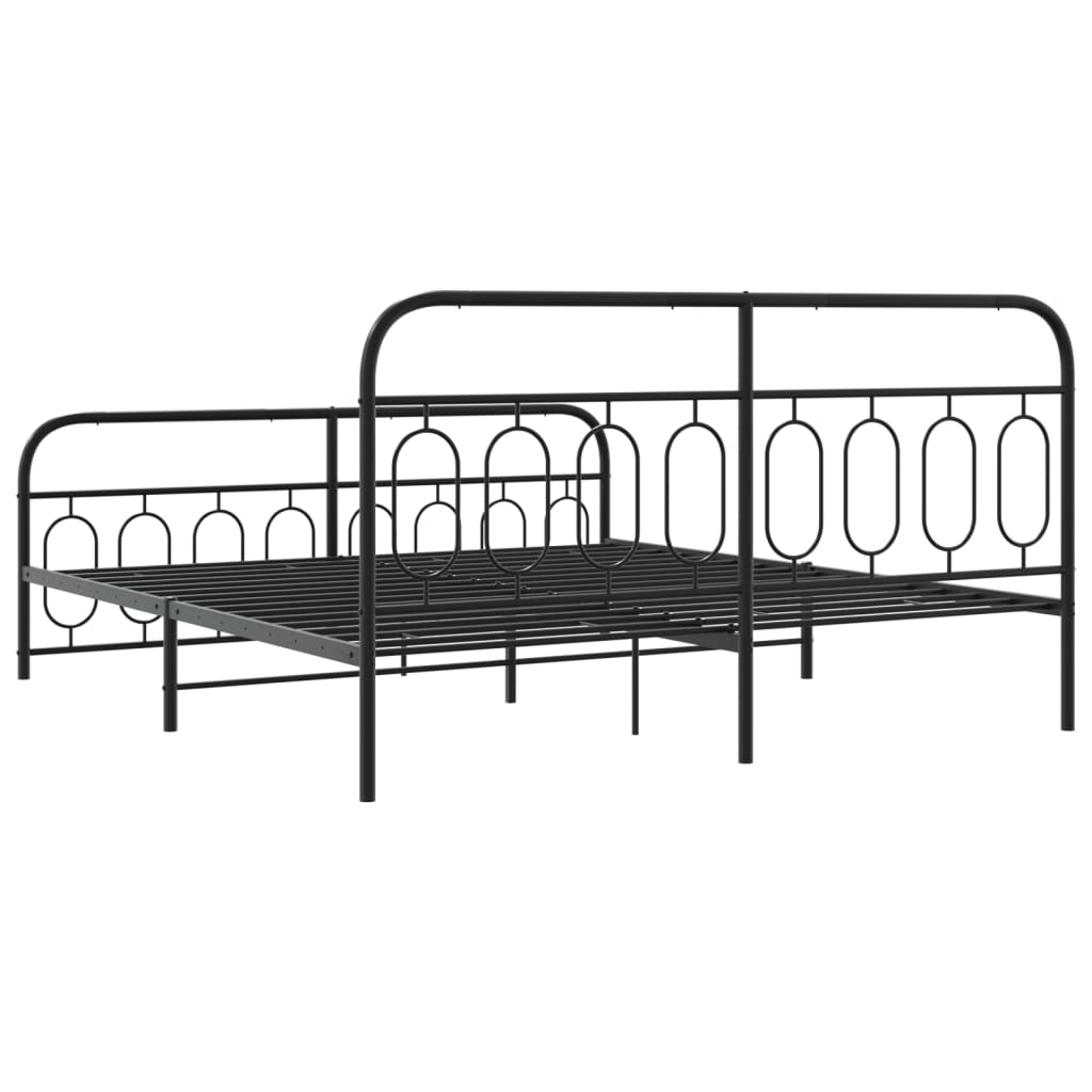 sengeramme med sengegavl og fodgærde 193x203 cm metal sort