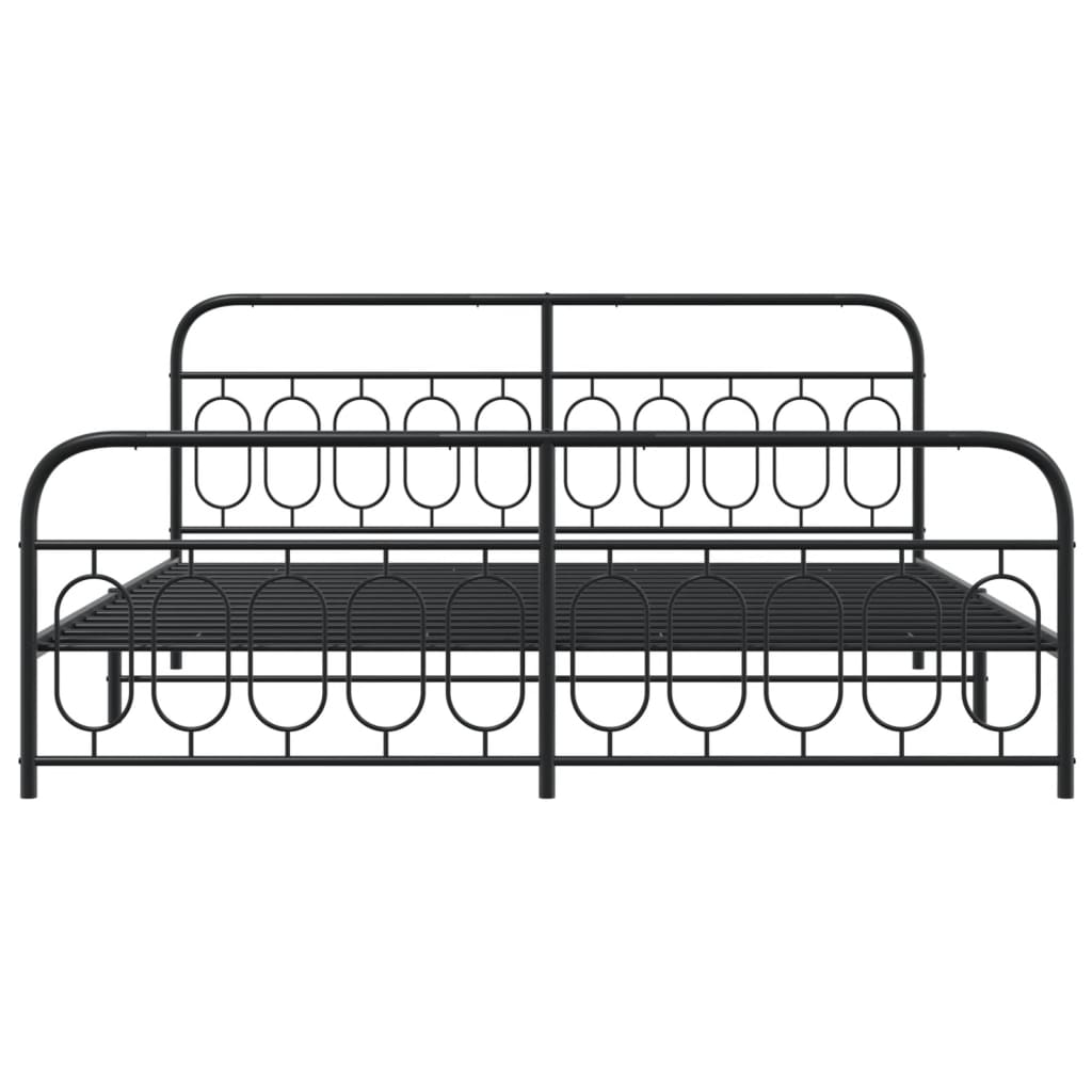 sengeramme med sengegavl og fodgærde 200x200 cm metal sort